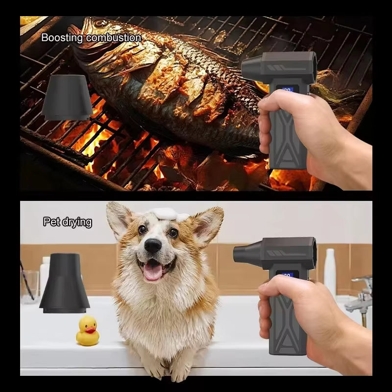 Turbo Fan Wind Pressure Powerful Turbo Air Blower with LED Light Wireless Dust Blower High Speed Jet Blower Vacuum Turbo Jet Fan