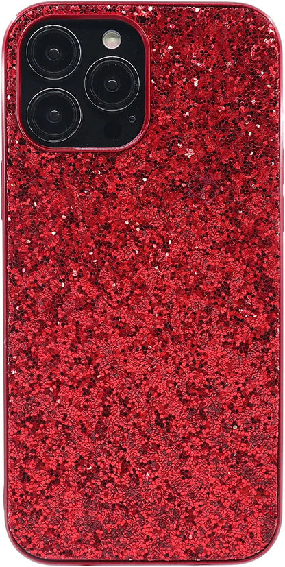 Crystal Diamond Glitter Soft Shockproof Case for iPhone 12 Pro - Red, Designed for Women and Girls