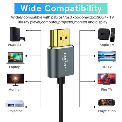 Ultra-Thin Long HDMI to HDMI Cable 25FT, Hyper Slim HDMI 2.0 Cable, Extreme Flexible HDMI Cord Support 3D/4K@60Hz, 2160P, 1080P