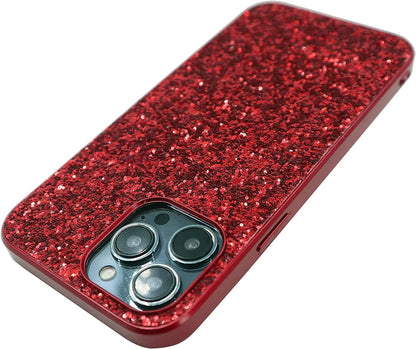 Crystal Diamond Glitter Soft Shockproof Case for iPhone 12 Pro - Red, Designed for Women and Girls
