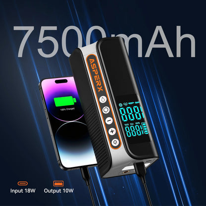 Portable Electric Tire Inflator - 160PSI Car Air Compressor with Pressure Detection, Emergency LED Light, and Automatic Shutoff