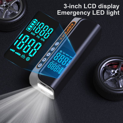 Portable Electric Tire Inflator - 160PSI Car Air Compressor with Pressure Detection, Emergency LED Light, and Automatic Shutoff