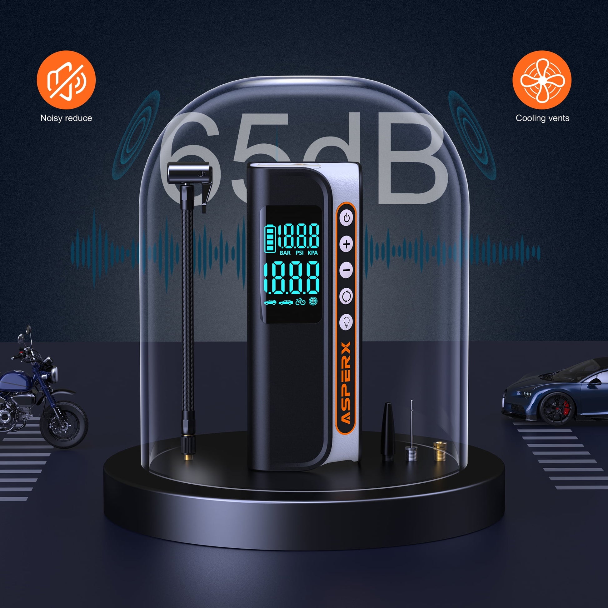 Portable Electric Tire Inflator - 160PSI Car Air Compressor with Pressure Detection, Emergency LED Light, and Automatic Shutoff