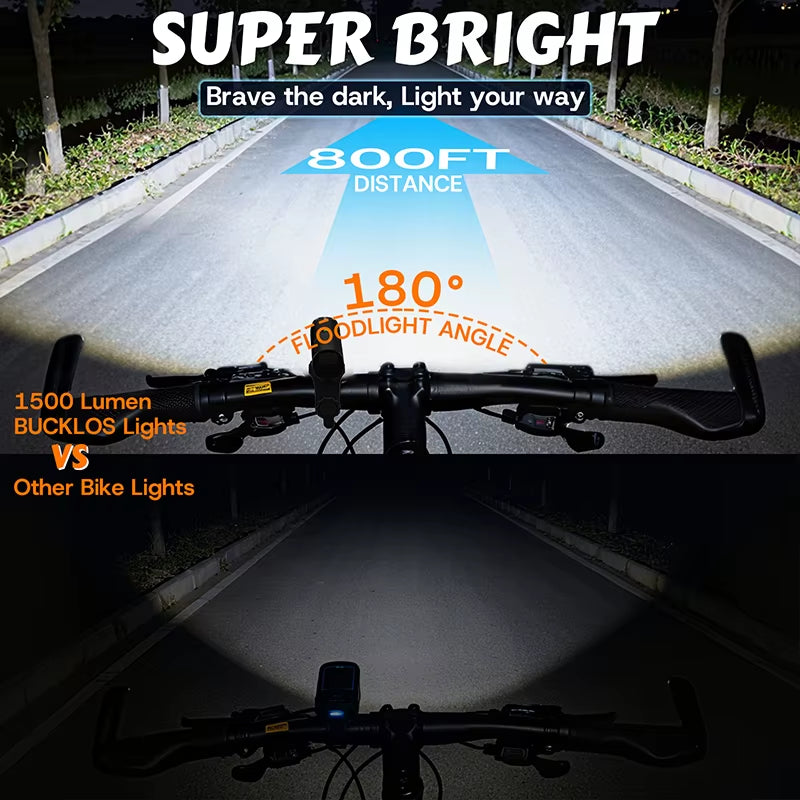 Bike Lights 1500 Lumen Bicycle Front Light 4500 Mah Bicycle Headlight IP65 Waterproof Cycling Lamp 400/600/800/1200Lumen