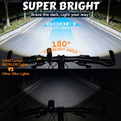 Bike Lights 1500 Lumen Bicycle Front Light 4500 Mah Bicycle Headlight IP65 Waterproof Cycling Lamp 400/600/800/1200Lumen