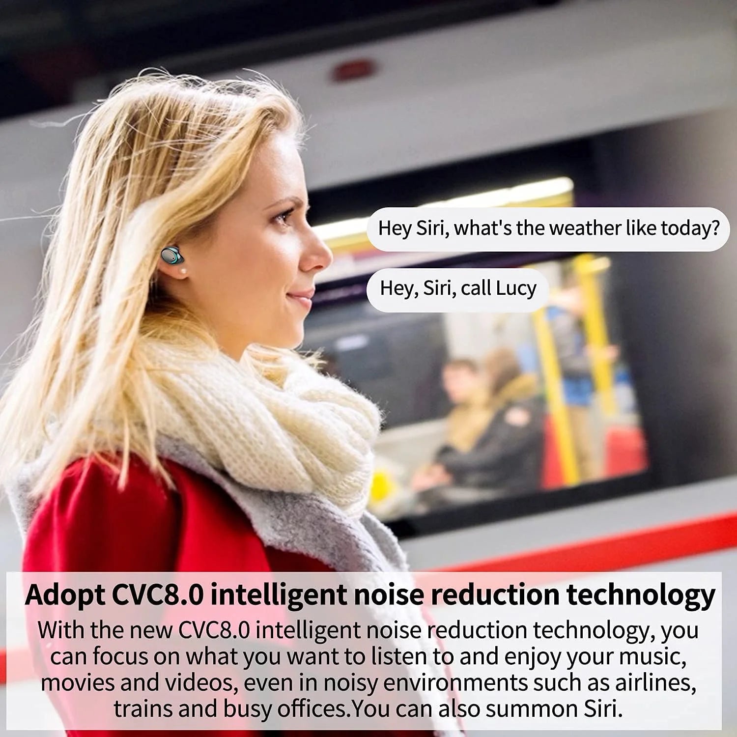 Wireless Bluetooth Earbuds with 2200mAh Charging Case and Emergency Power Bank for Adults