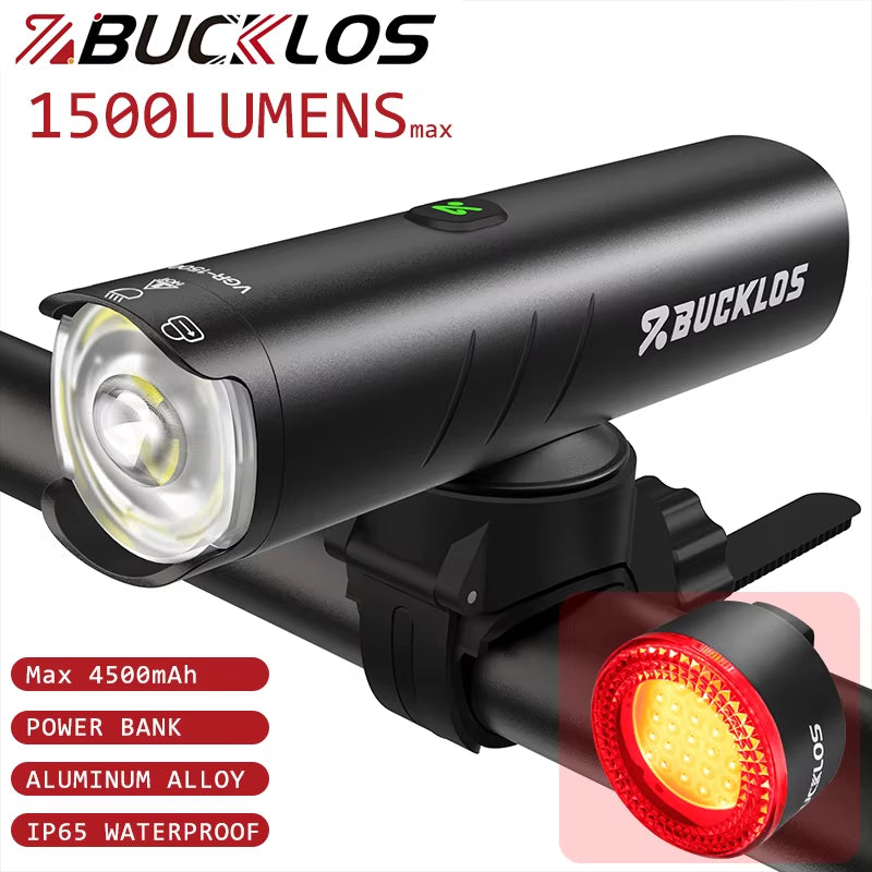 Bike Lights 1500 Lumen Bicycle Front Light 4500 Mah Bicycle Headlight IP65 Waterproof Cycling Lamp 400/600/800/1200Lumen