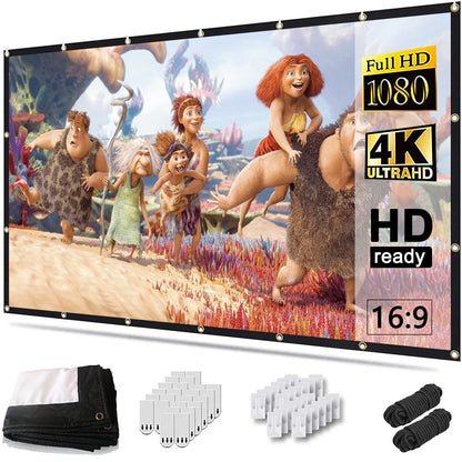 150-Inch 4K HD Foldable and Portable Projector Screen with Anti-Crease Technology